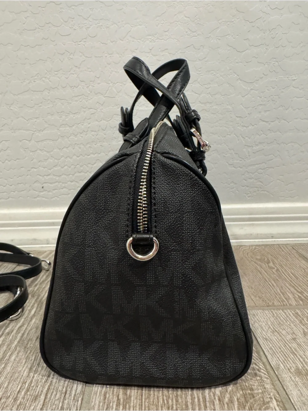 Michael Kors Black Dome Satchel with MK Medallion